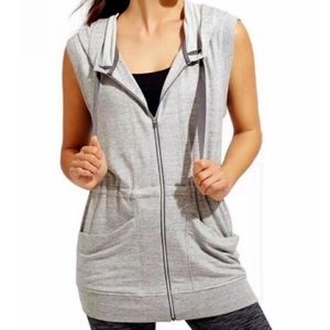 COPY - Athleta Lotus Vest Sleeveless Drawstring Hoodie French Terry Cloth Grey …